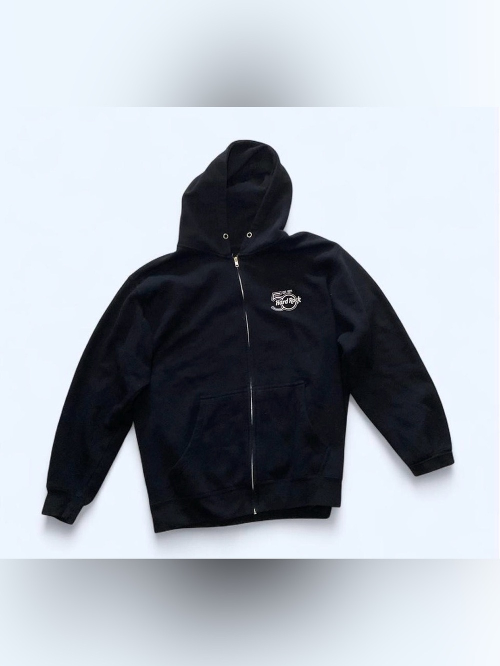 Black Hard Rock Cafe zip up hoodie in XL 50th anniversary
